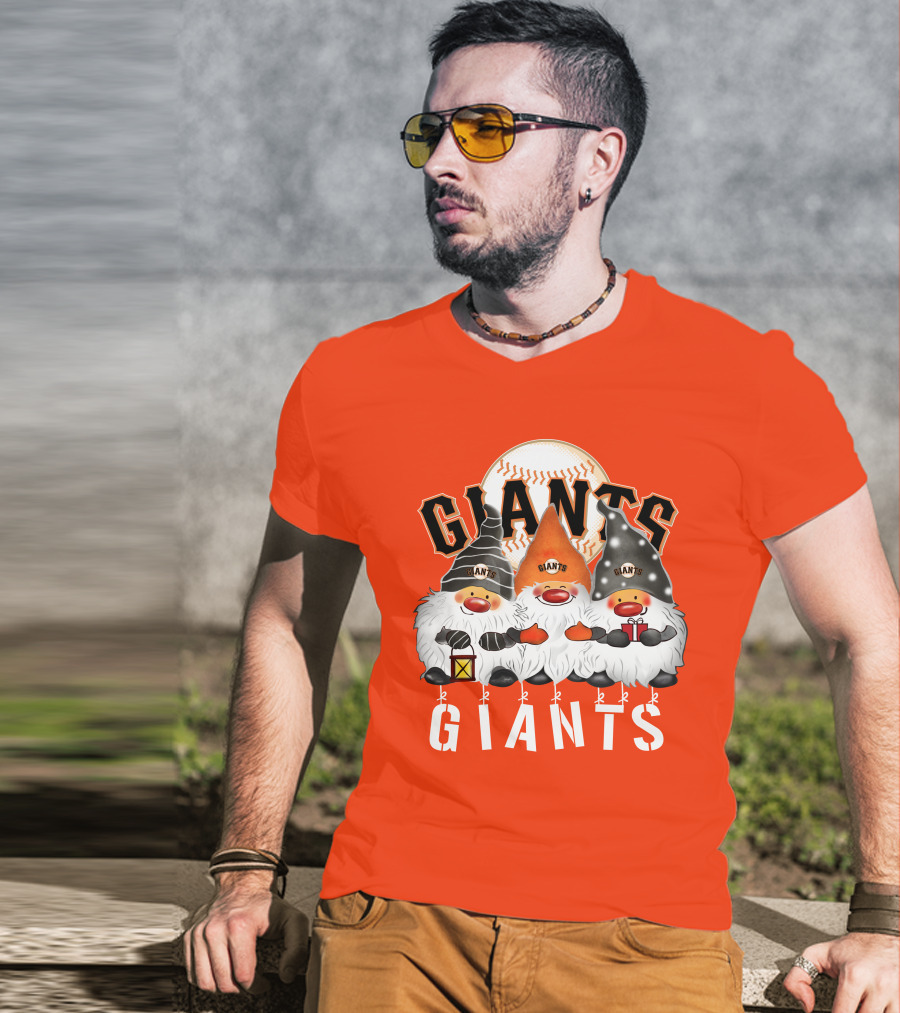 San Francisco Giants Merry Christmas Happy Holidays Giants Gnomes Baseball T-Shirt