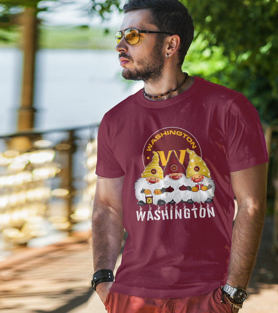 Washington Football Team Christmas Holiday Gnomes W T-Shirt
