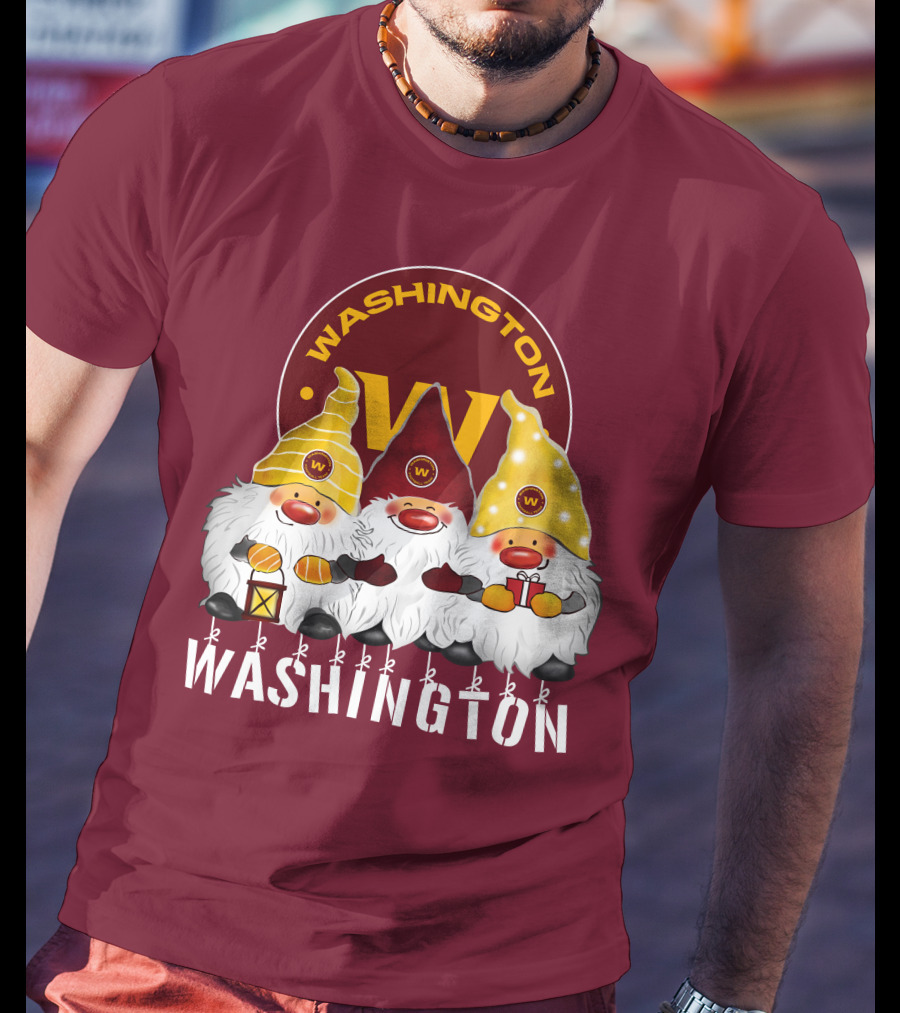 Washington Football Team Christmas Holiday Gnomes W T-Shirt