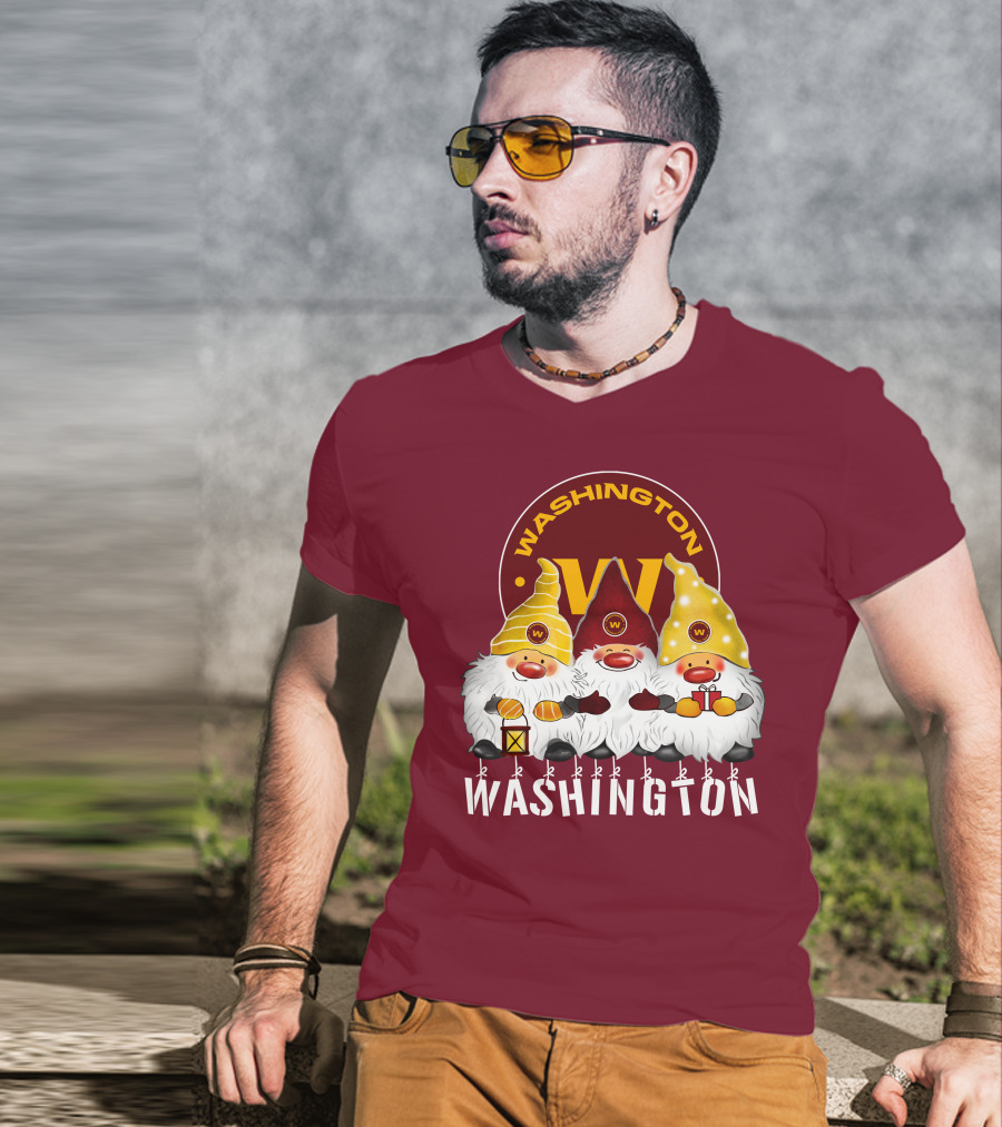 Washington Football Team Christmas Holiday Gnomes W T-Shirt