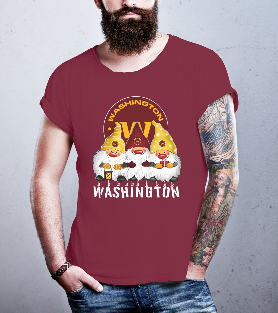 Washington Football Team Christmas Holiday Gnomes W T-Shirt