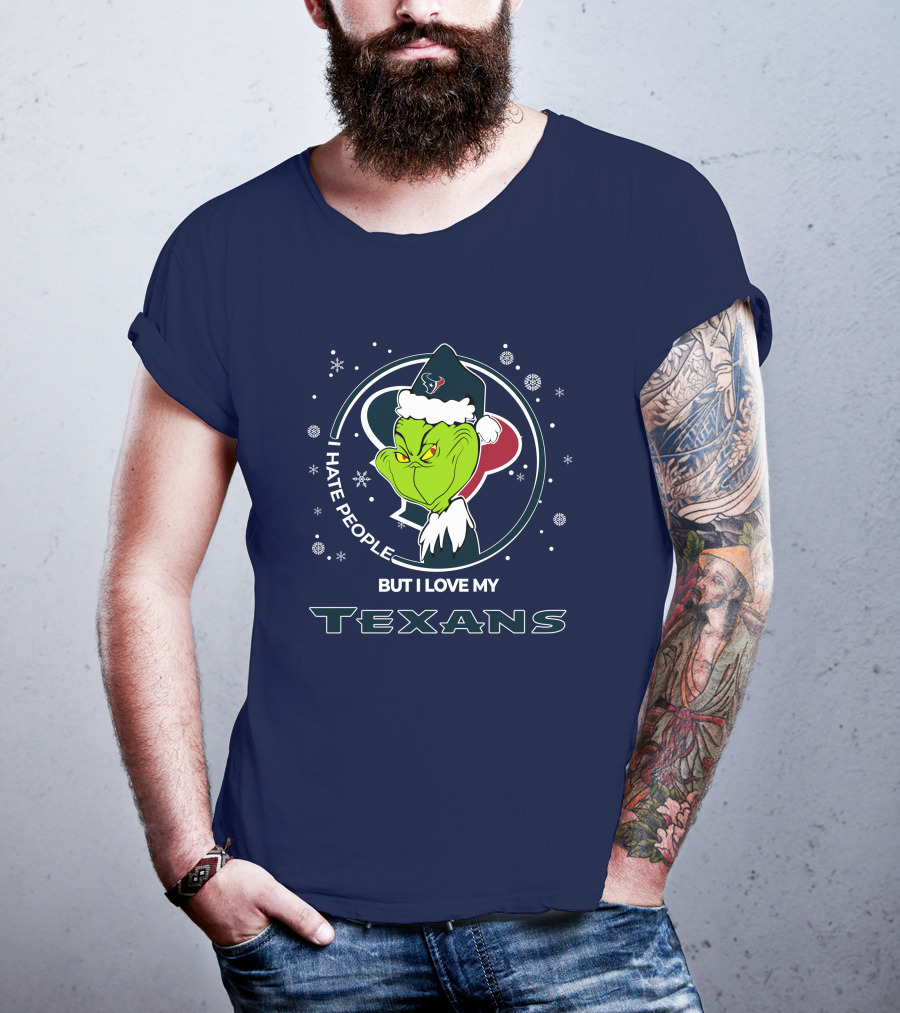 Christmas Grinch I Hate People But I Love My Texans T-Shirt