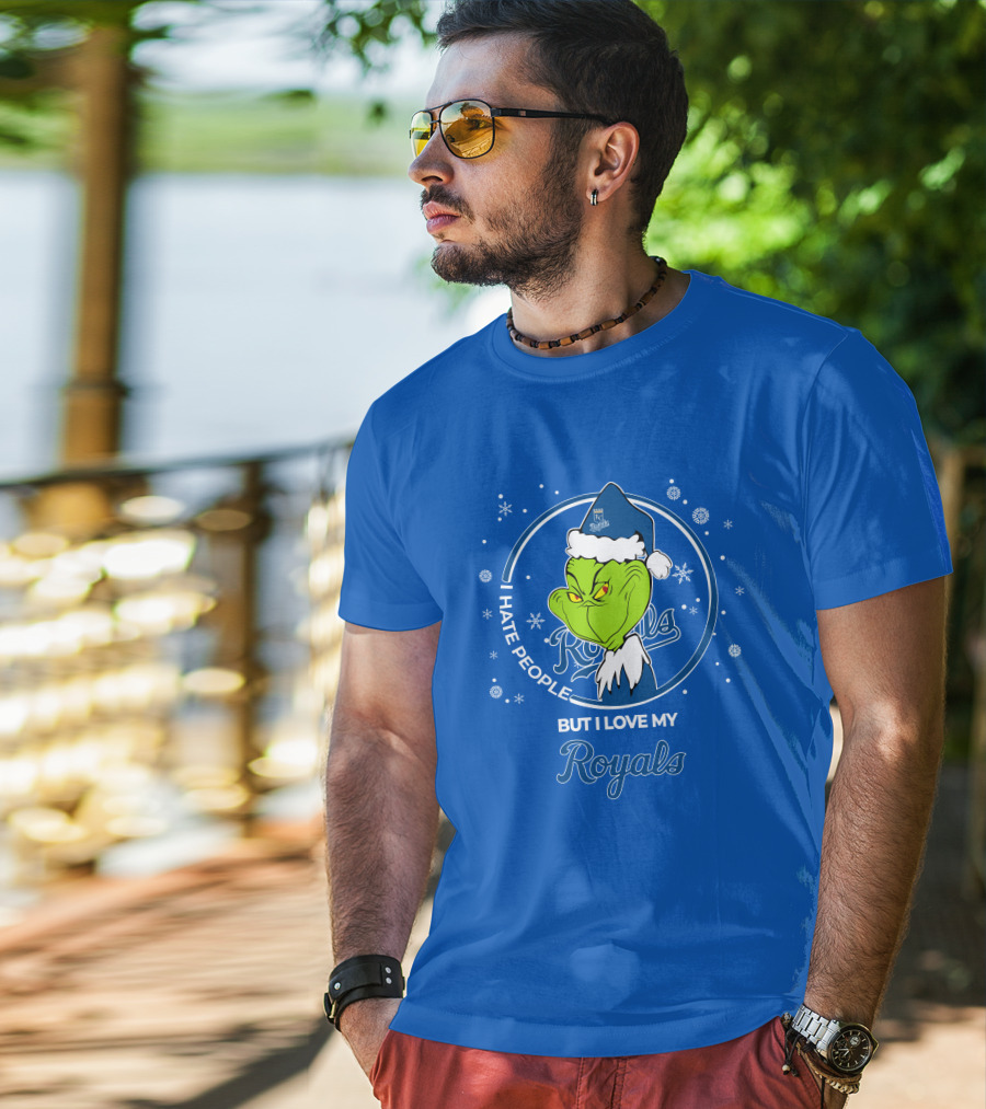 Christmas Grinch Santa I Hate People But I Love My Kansas City Royals T-Shirt