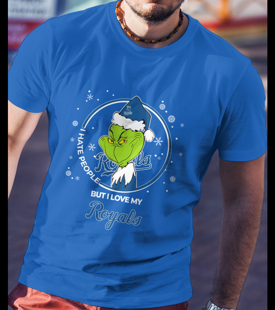 Christmas Grinch Santa I Hate People But I Love My Kansas City Royals T-Shirt