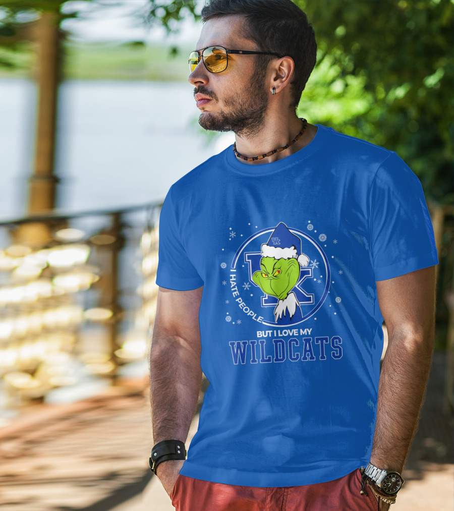 Grinch Santa I Hate People But I Love My Kentucky Wildcats T-Shirt