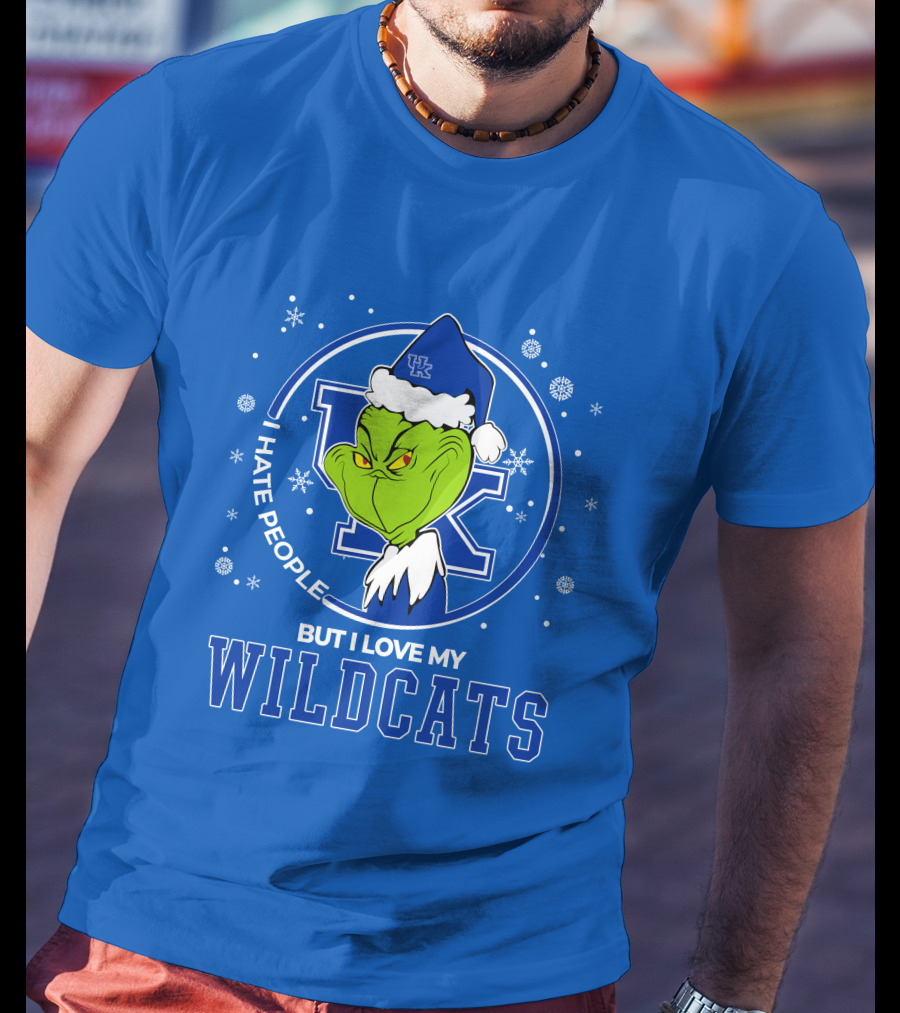 Grinch Santa I Hate People But I Love My Kentucky Wildcats T-Shirt