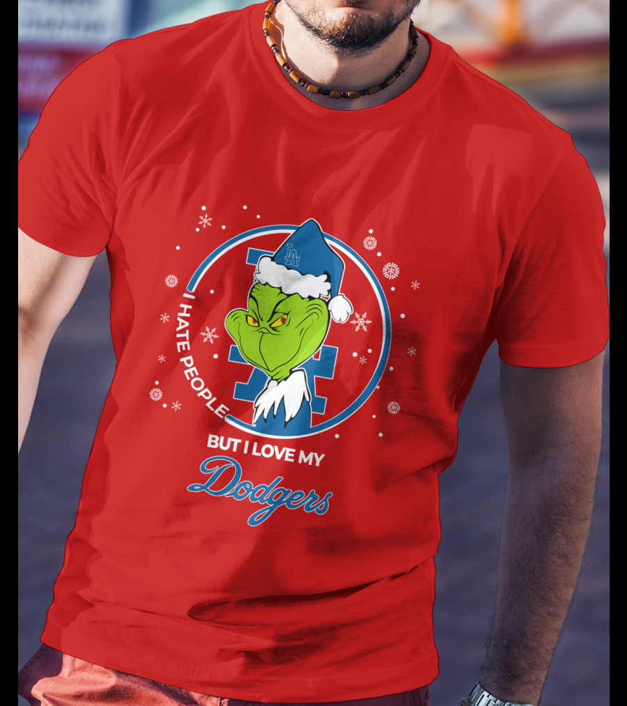 Christmas Grinch I Hate People But I Love My Los Angeles Dodgers T-Shirt