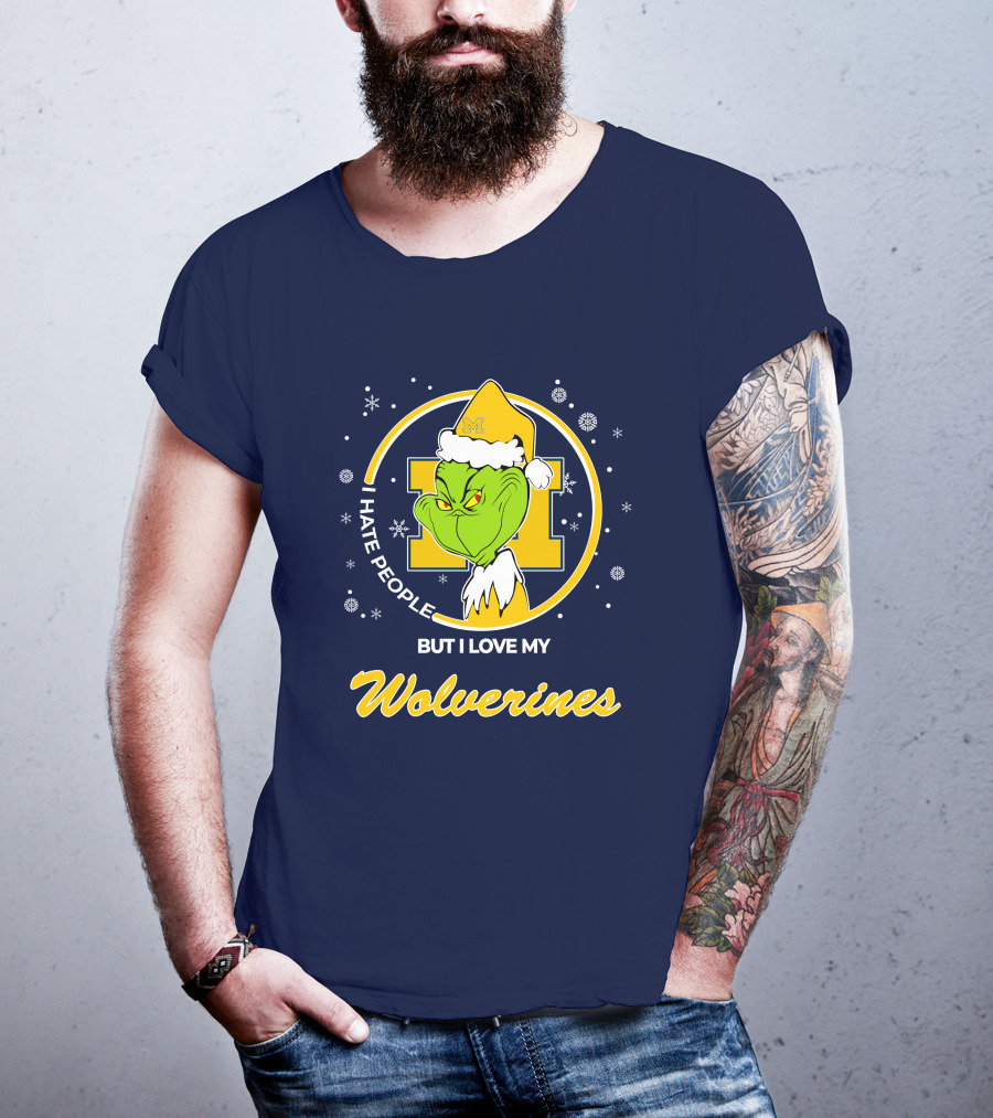 Christmas Grinch I Hate People But I Love My Wolverines T-Shirt