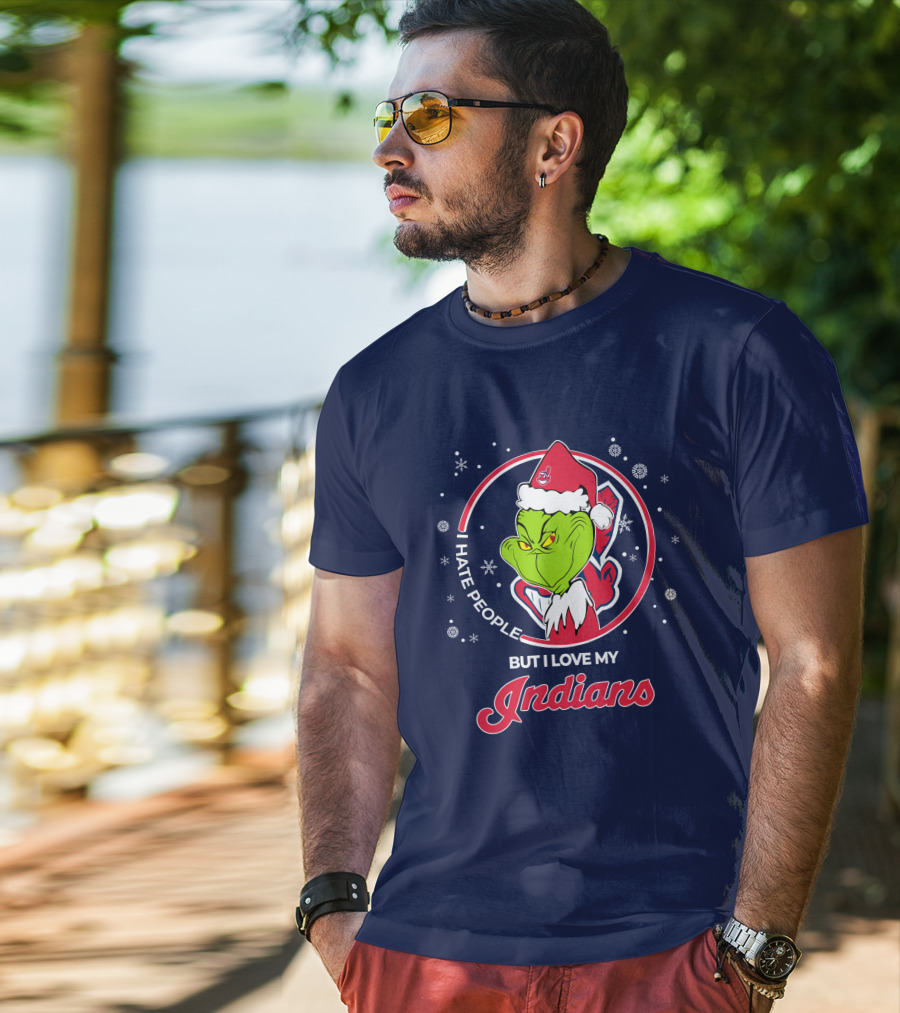 I Hate People But I Love My Indians Christmas Grinch Santa T-Shirt