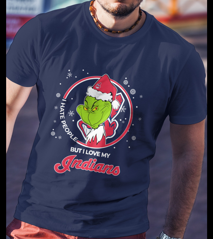 I Hate People But I Love My Indians Christmas Grinch Santa T-Shirt