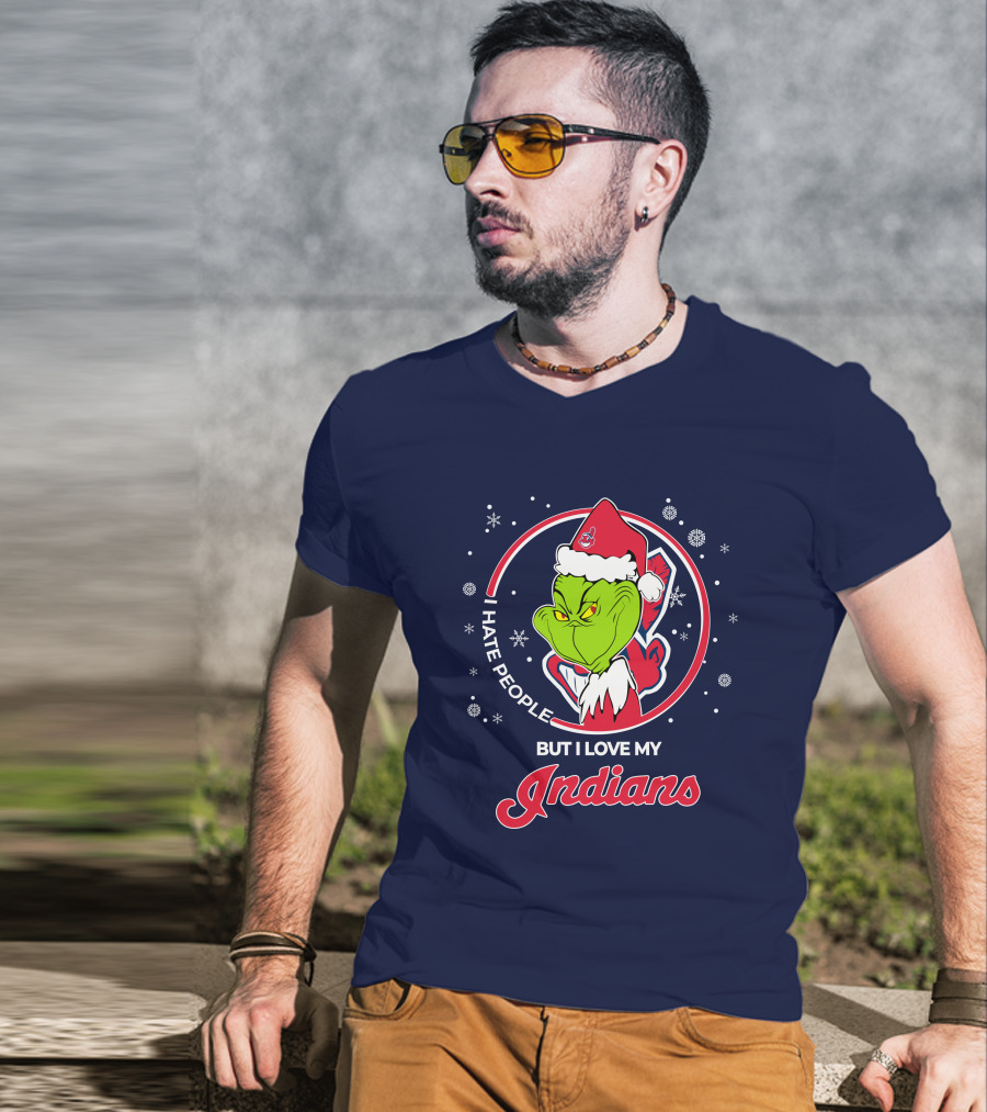 I Hate People But I Love My Indians Christmas Grinch Santa T-Shirt
