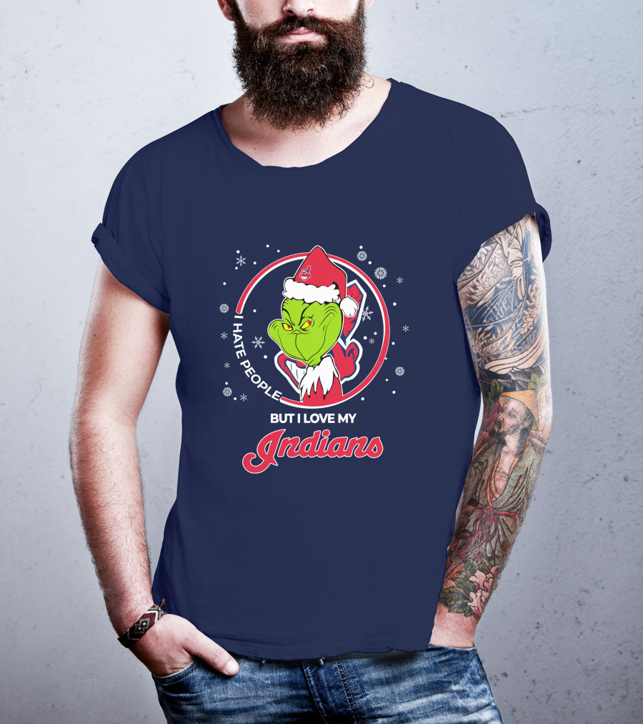 I Hate People But I Love My Indians Christmas Grinch Santa T-Shirt