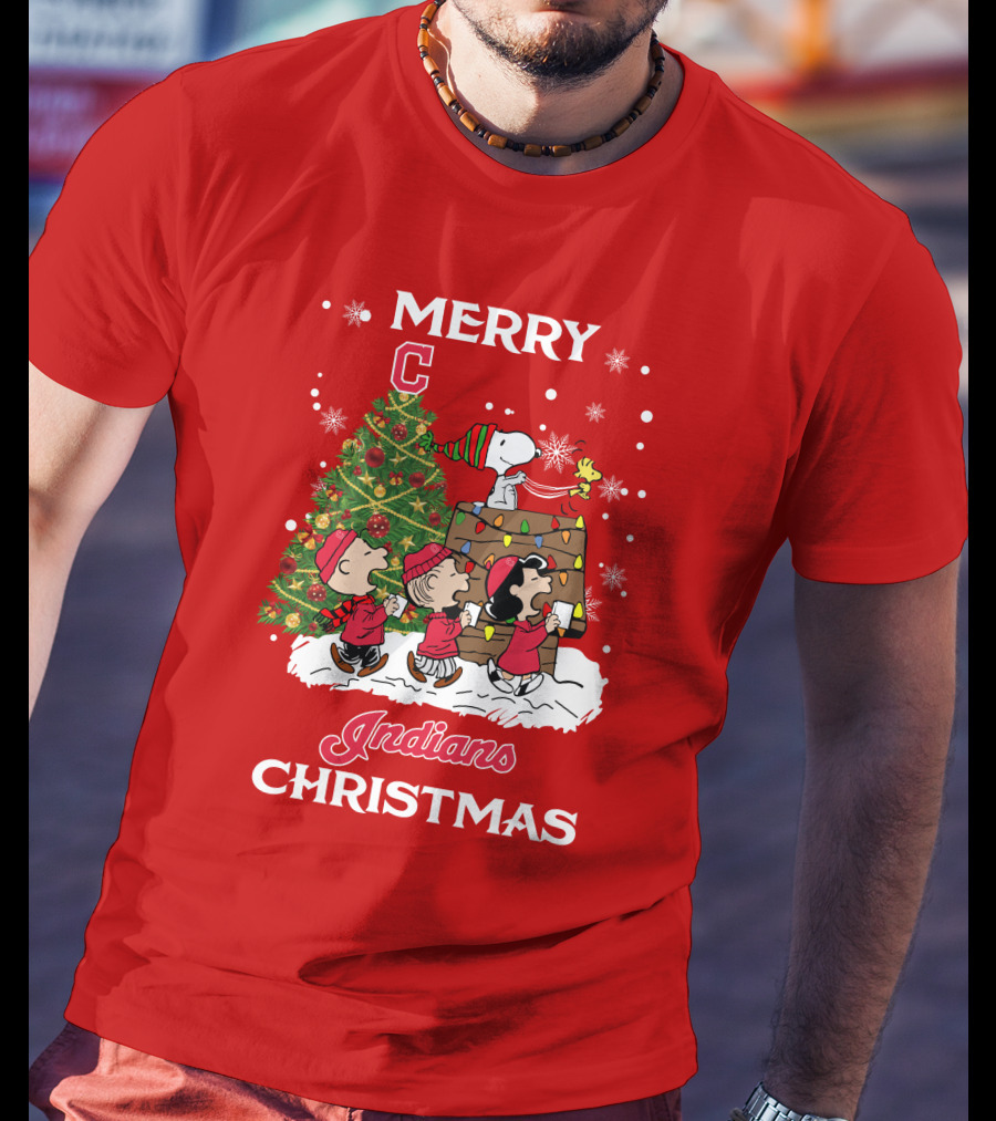 Merry Christmas Indians Snoopy Peanuts Tree Celebration T-Shirt