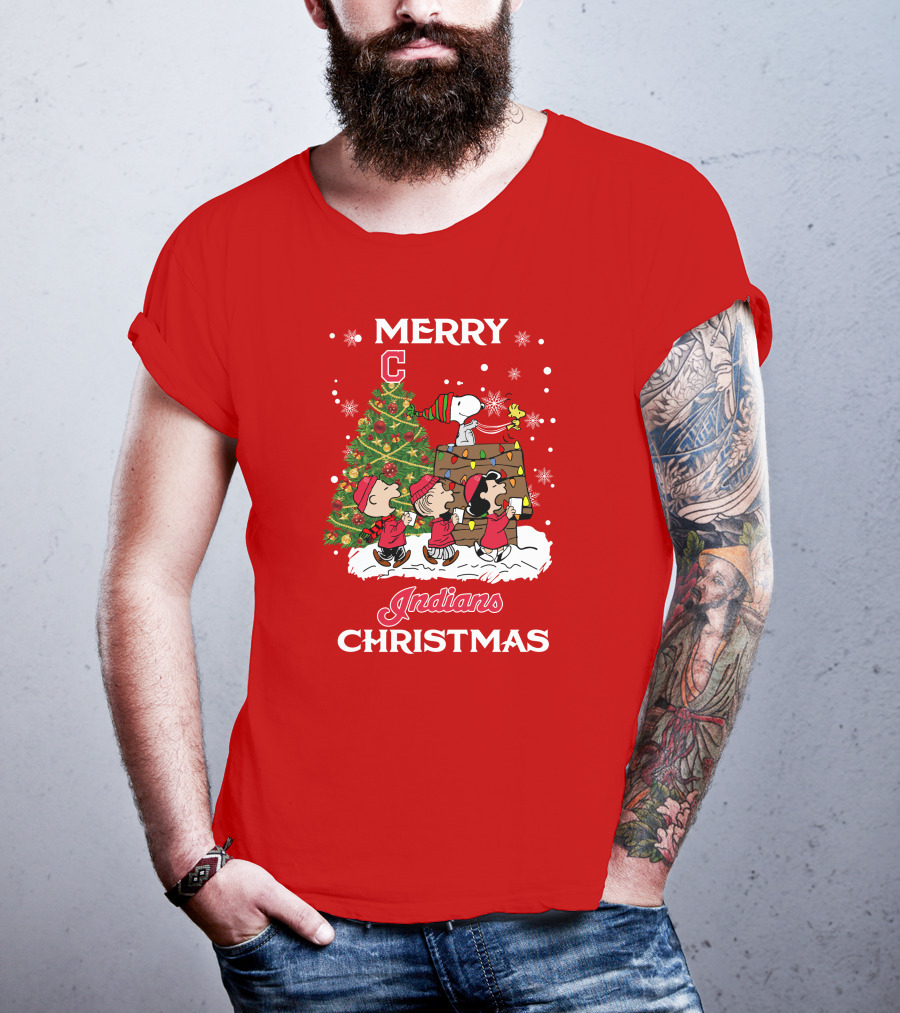 Merry Christmas Indians Snoopy Peanuts Tree Celebration T-Shirt