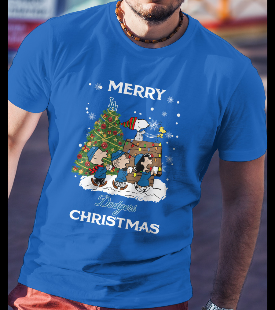 Merry Dodgers Christmas Peanuts Los Angeles Tree T-Shirt
