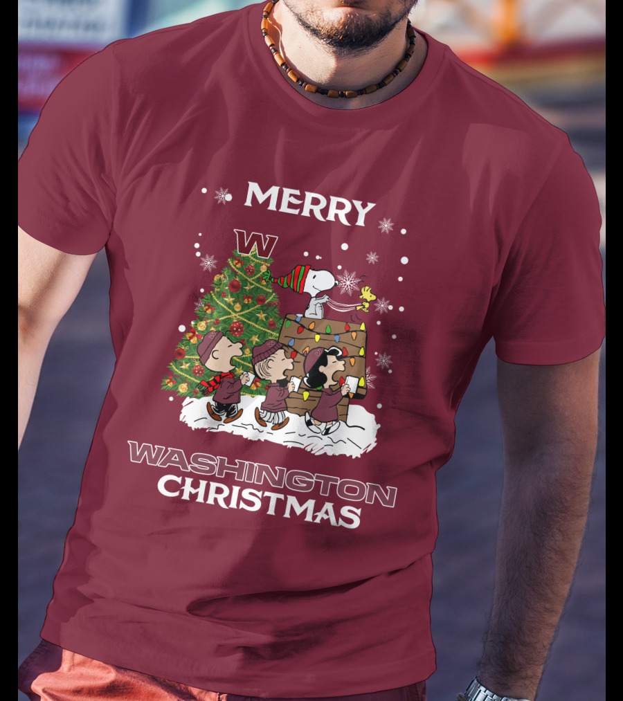 Merry Washington Christmas Tree Featuring Peanut Characters T-Shirt