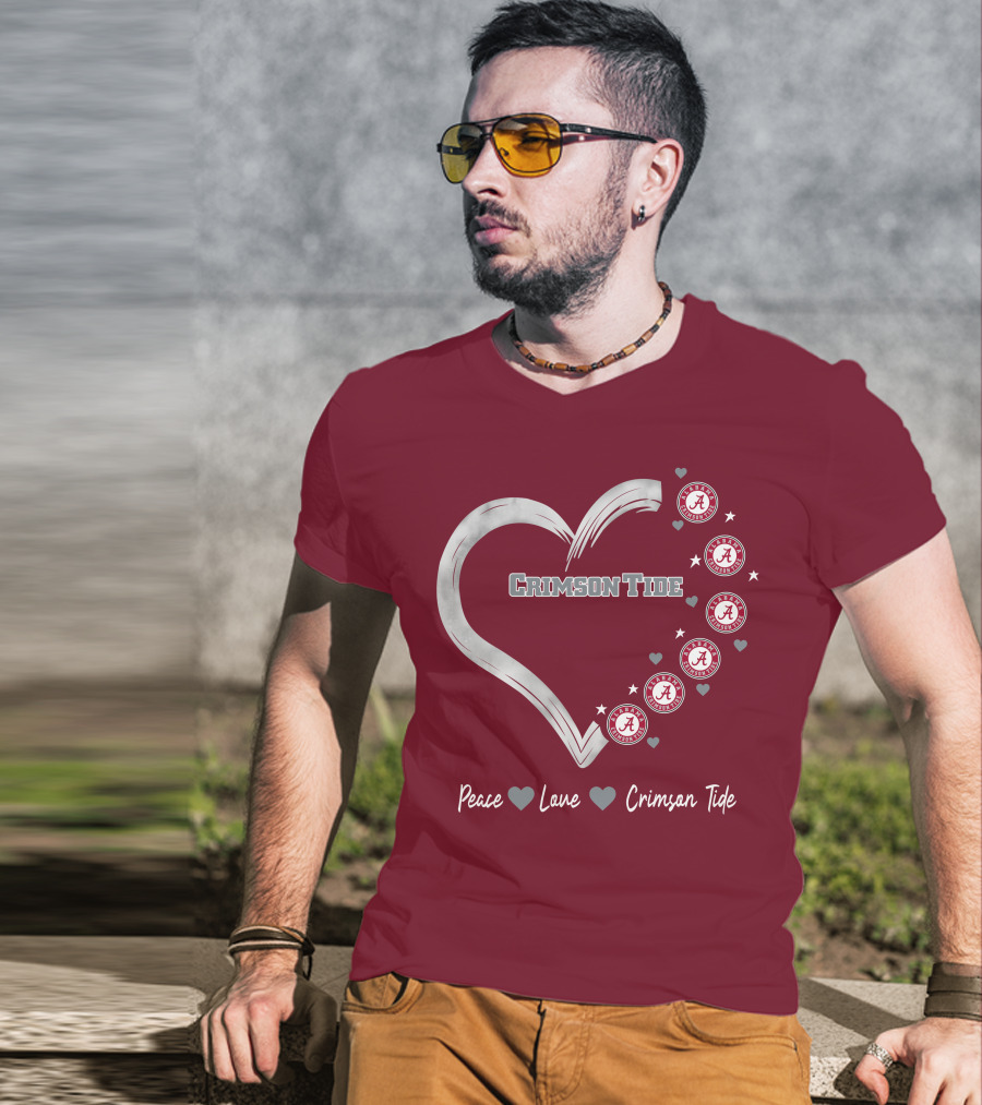 Peace Love Heart Alabama Crimson Tide T-Shirt