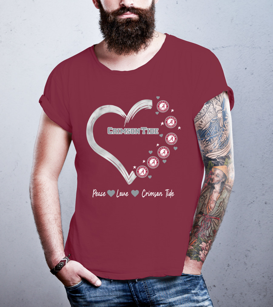 Peace Love Heart Alabama Crimson Tide T-Shirt