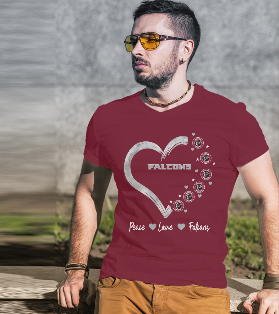 Peace Love Falcons Heart With Atlanta Falcons T-Shirt