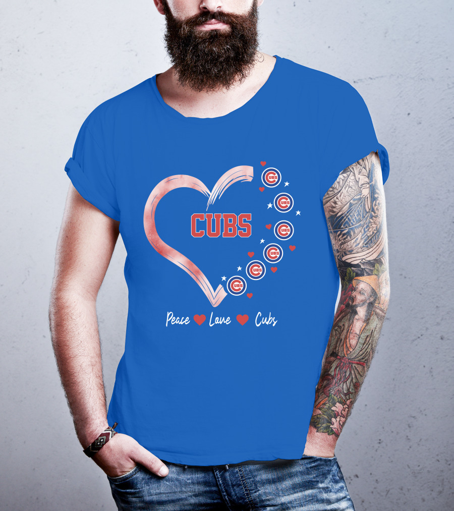 Peace Love Heart Cubs Chicago Cubs T-Shirt