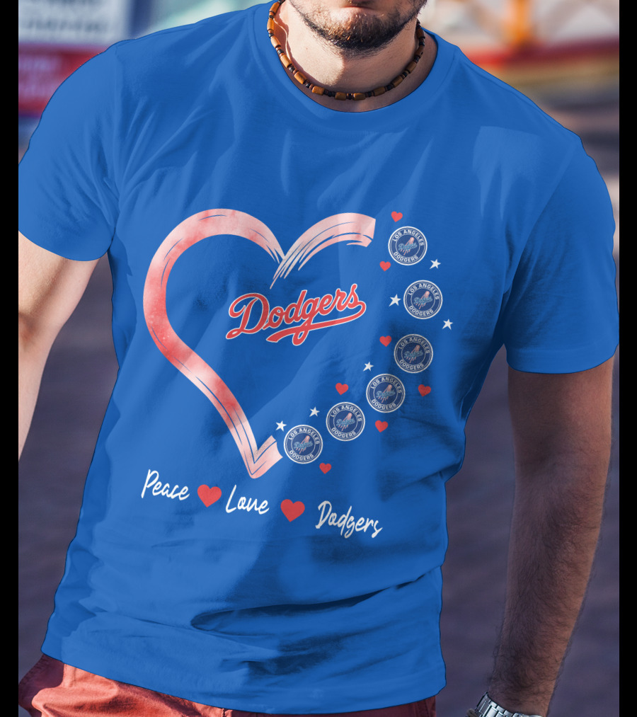 Peace Love Dodgers Heart Los Angeles Dodgers T-Shirt