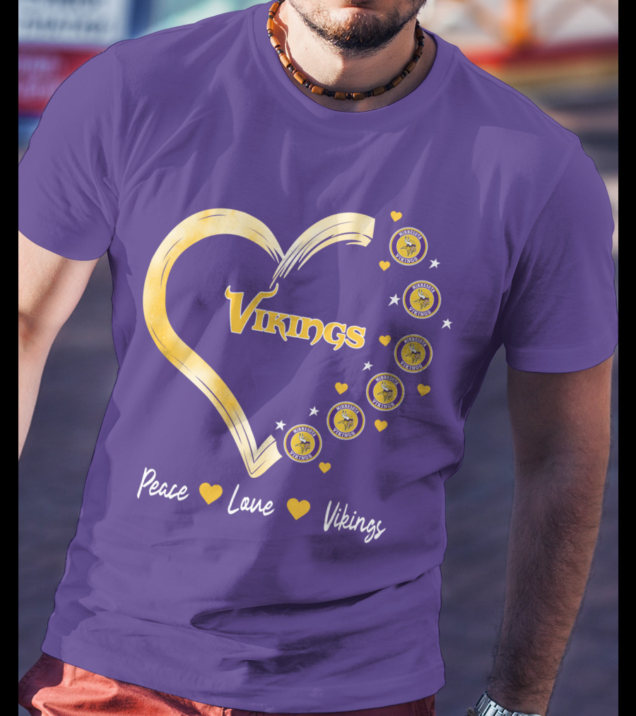 Peace Love Minnesota Vikings Heart T-Shirt