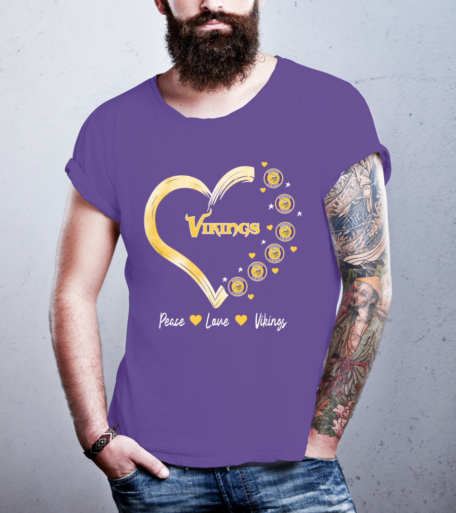 Peace Love Minnesota Vikings Heart T-Shirt