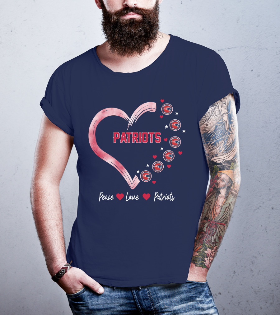 Patriots Peace Love Heart T-Shirt
