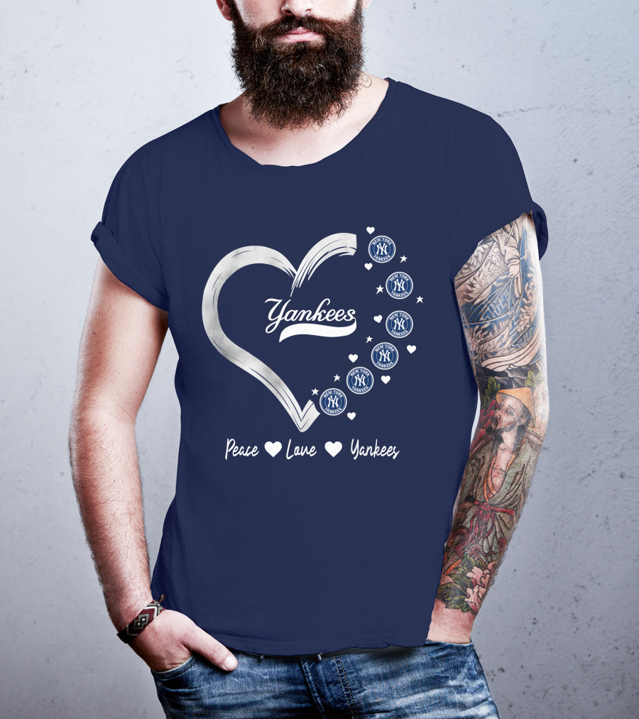 Peace Love Yankees Heart With New York T-Shirt