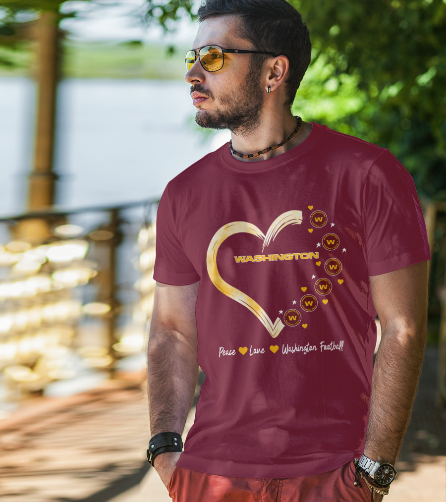 Peace Love Washington Heart And Team Circles T-Shirt