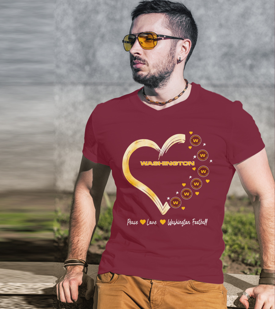 Peace Love Washington Heart And Team Circles T-Shirt