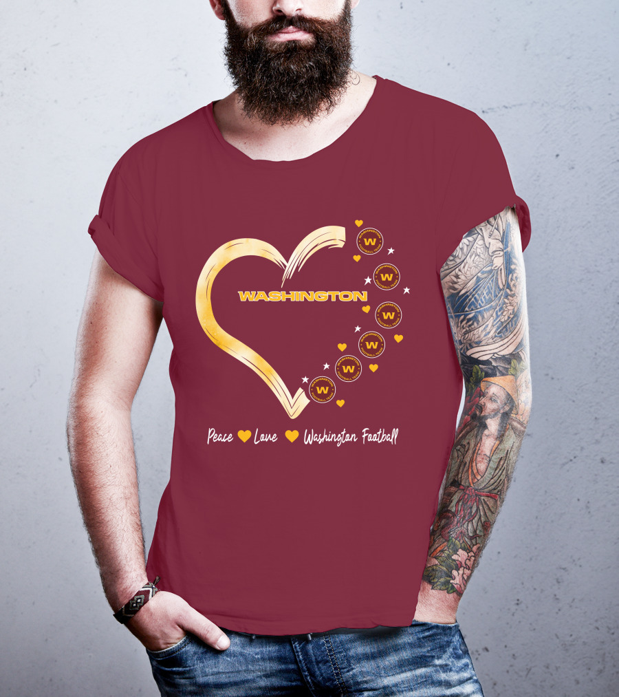 Peace Love Washington Heart And Team Circles T-Shirt