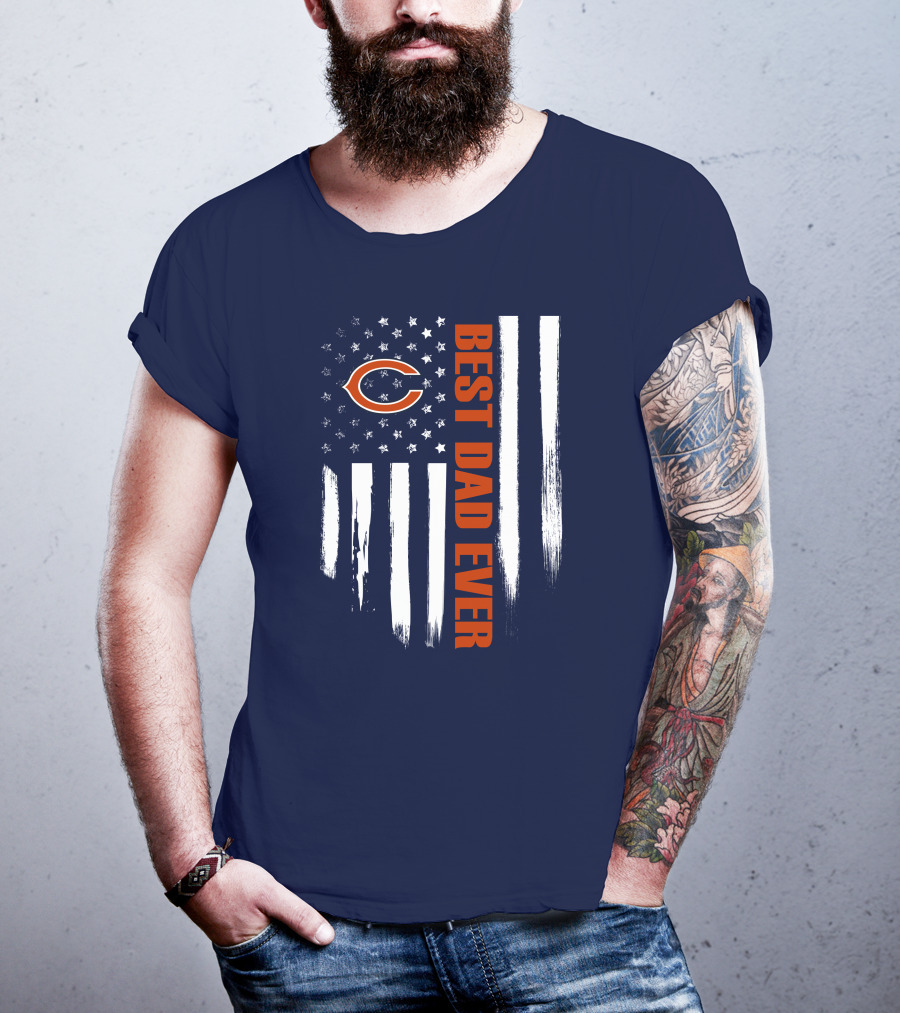 Chicago Bears Best Dad Ever American Flag T-Shirt