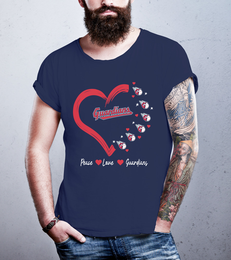 Peace Love Guardians Heart And Baseball T-Shirt