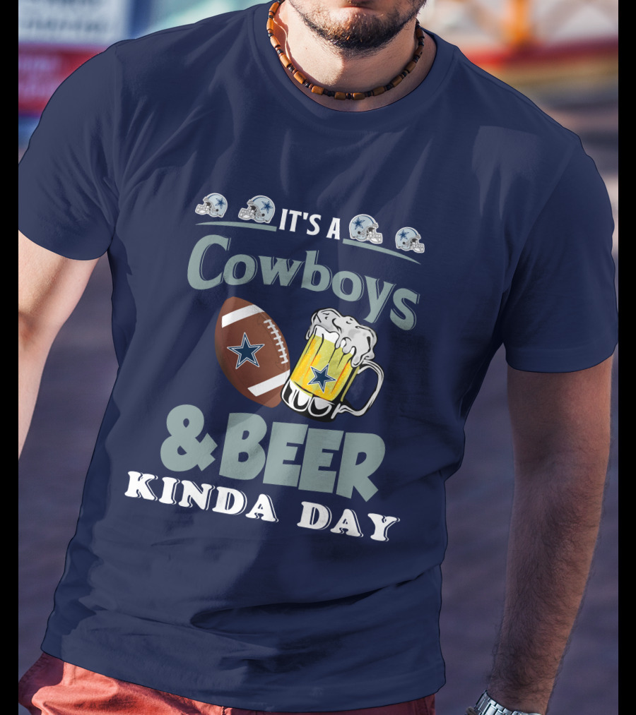 Dallas Cowboys Football Beer Kinda Day Football Helmet Star Mug T-Shirt