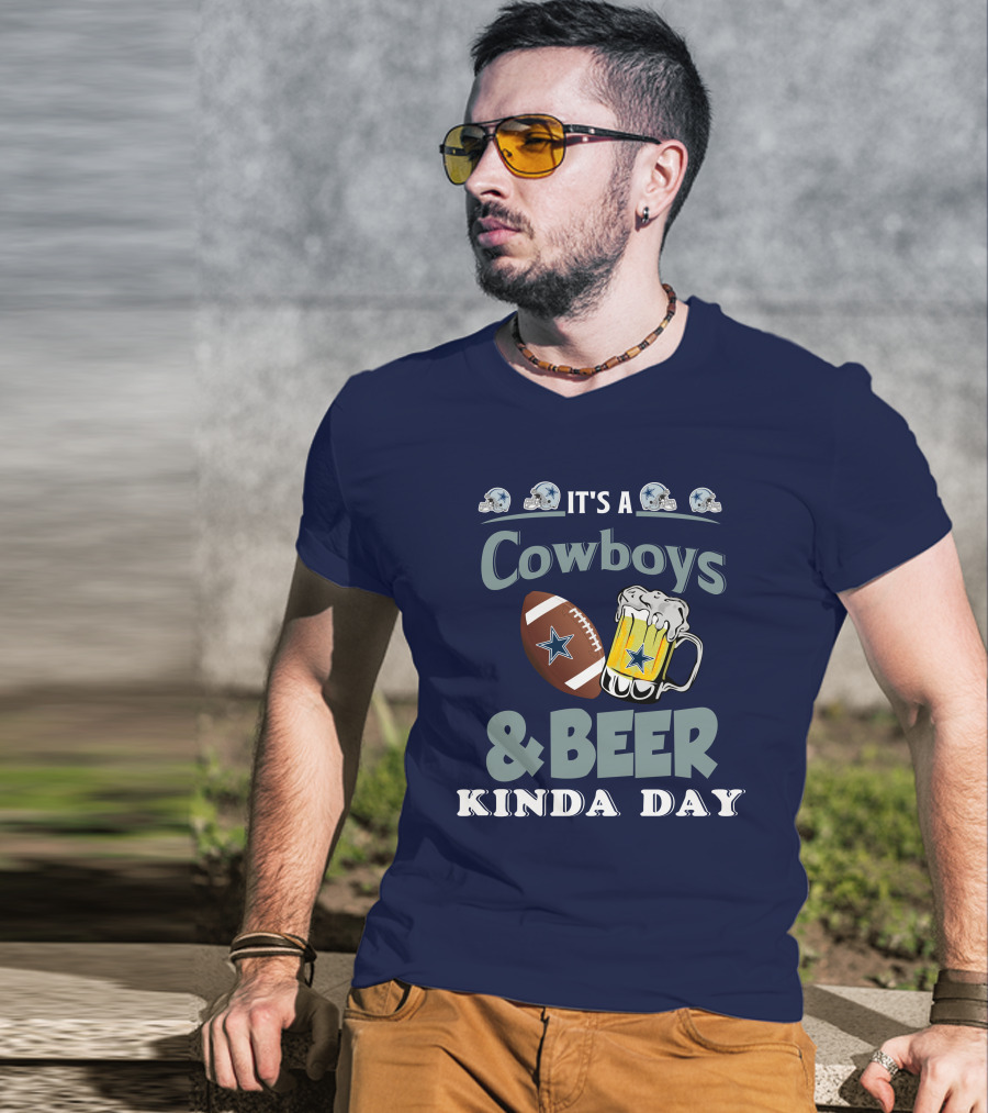 Dallas Cowboys Football Beer Kinda Day Football Helmet Star Mug T-Shirt