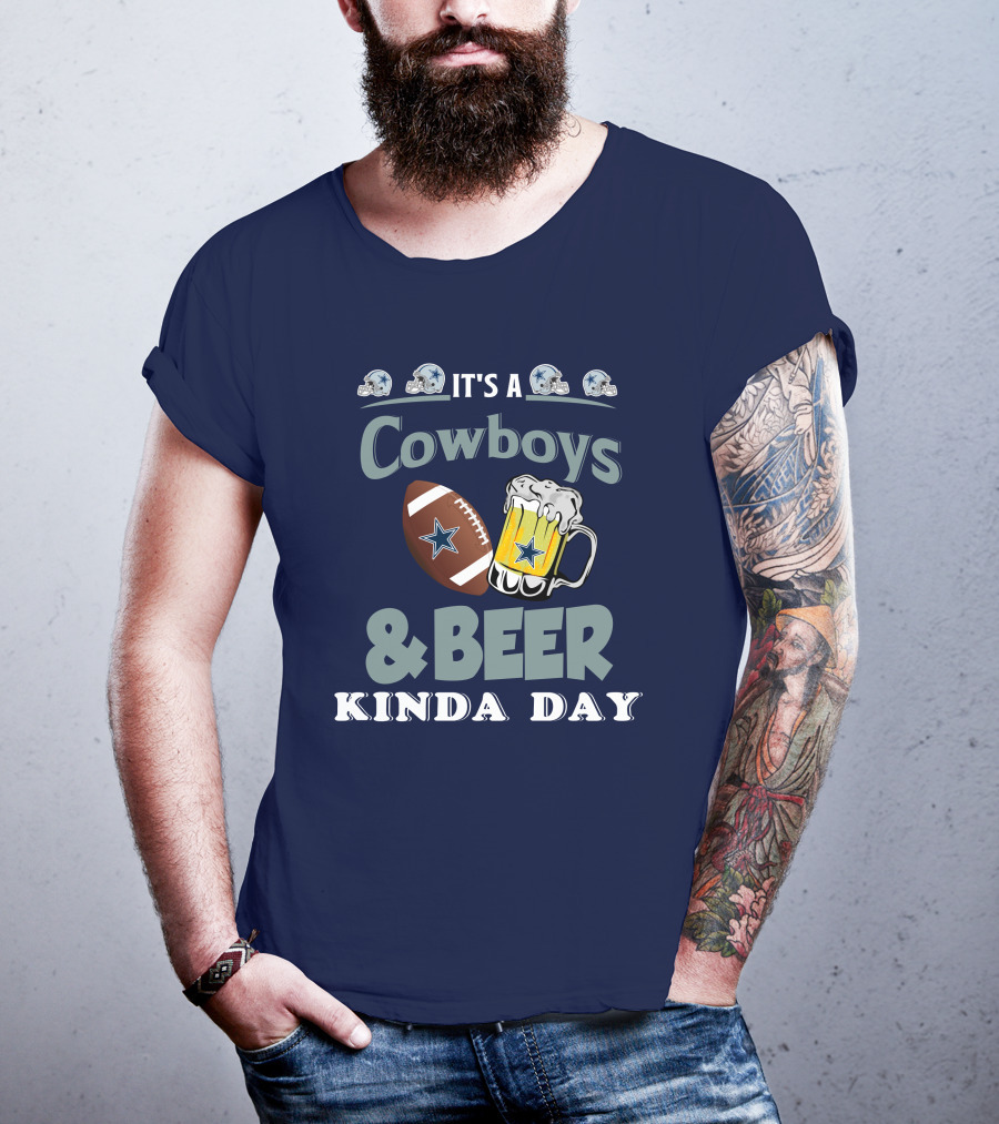 Dallas Cowboys Football Beer Kinda Day Football Helmet Star Mug T-Shirt