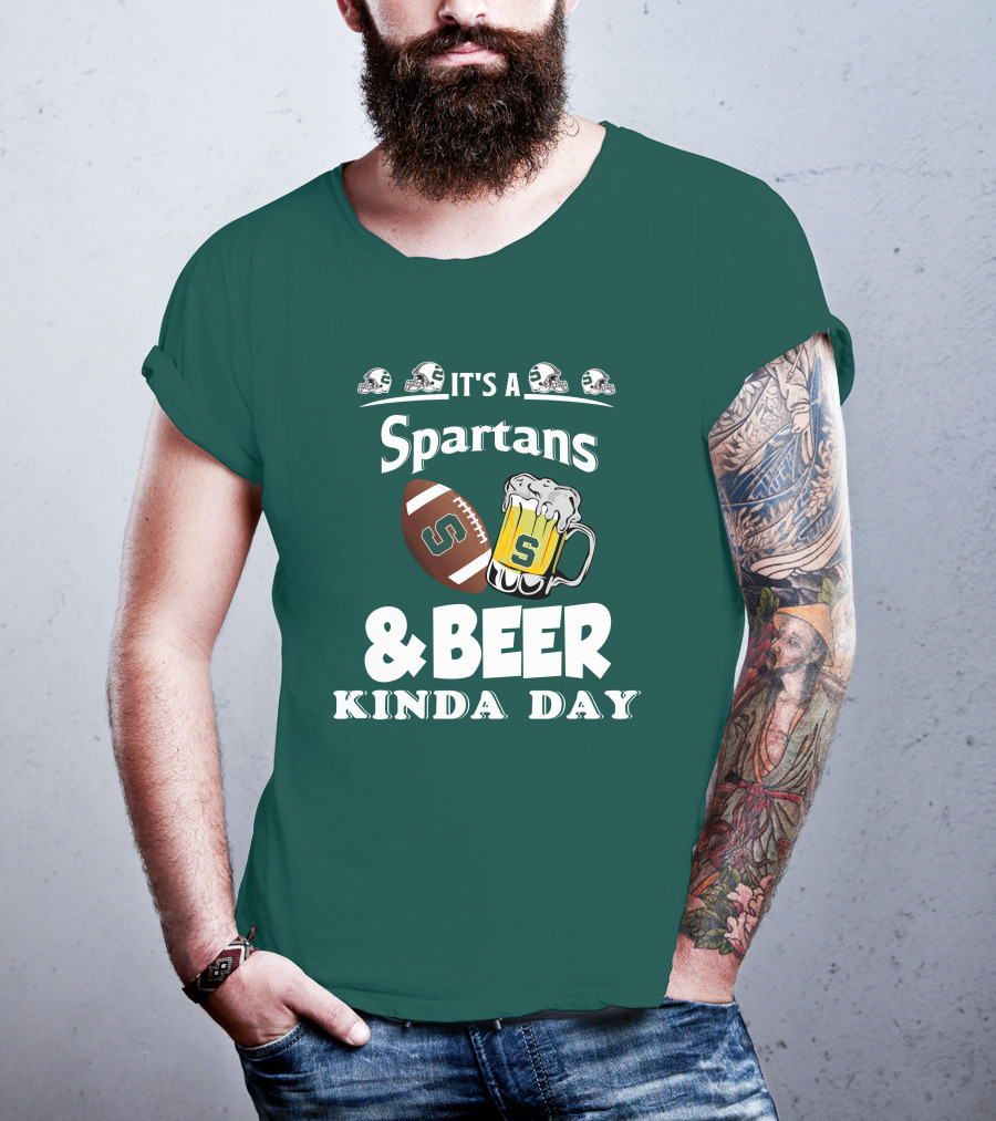 It's A Spartans Football And Beer Kinda Day With Michigan State Helmets T-Shirt
