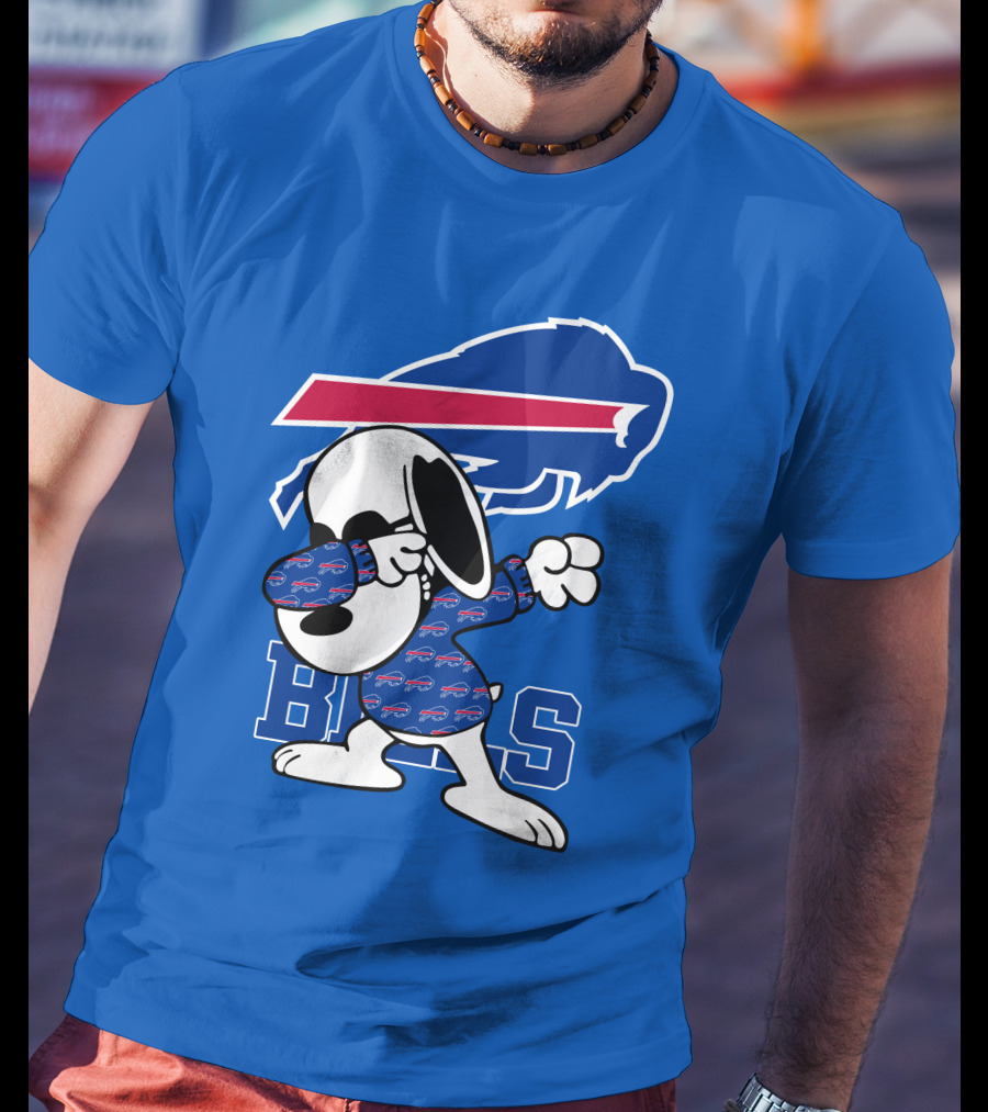 Buffalo Bills Snoopy Dabbing Bills Logo Football T-Shirt