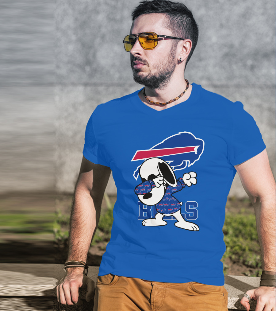 Buffalo Bills Snoopy Dabbing Bills Logo Football T-Shirt