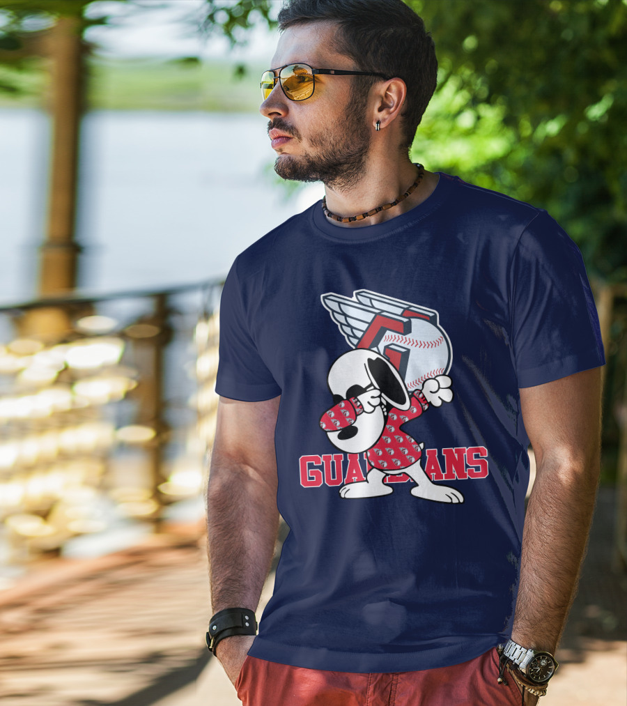 Cleveland Guardians Snoopy Dabbing Baseball T-Shirt