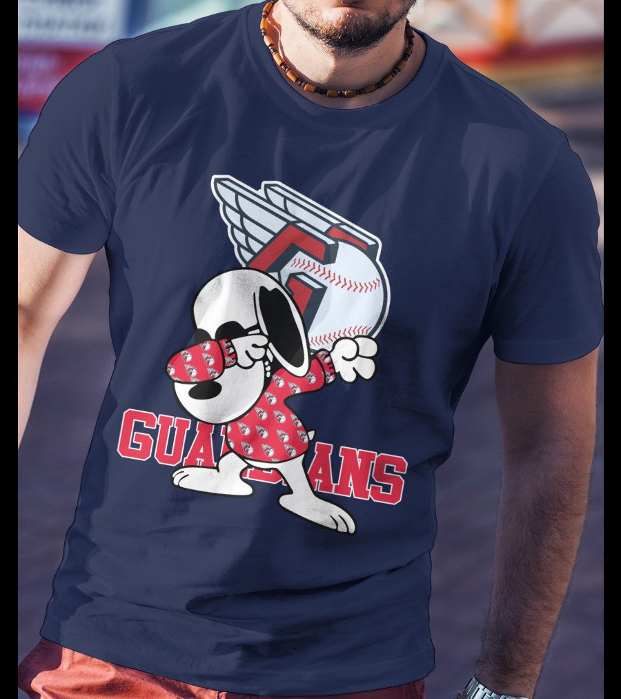 Cleveland Guardians Snoopy Dabbing Baseball T-Shirt