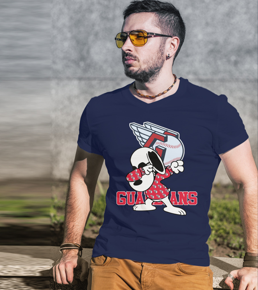 Cleveland Guardians Snoopy Dabbing Baseball T-Shirt