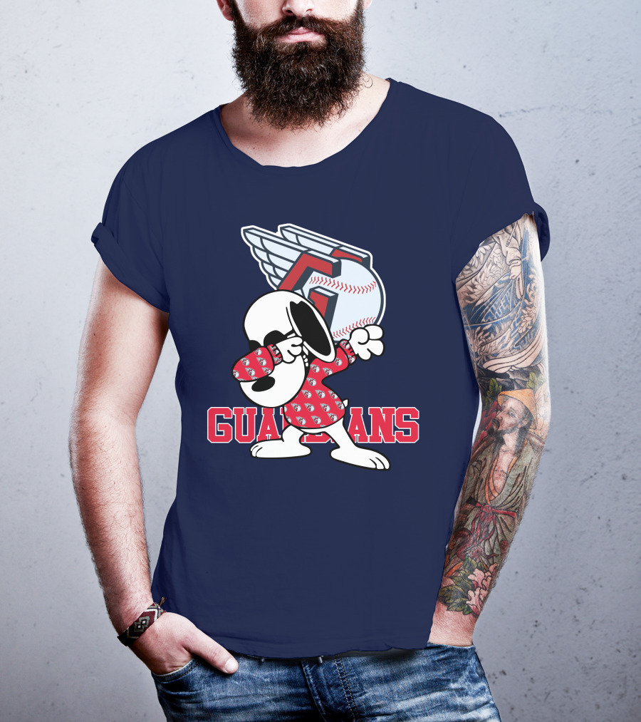 Cleveland Guardians Snoopy Dabbing Baseball T-Shirt