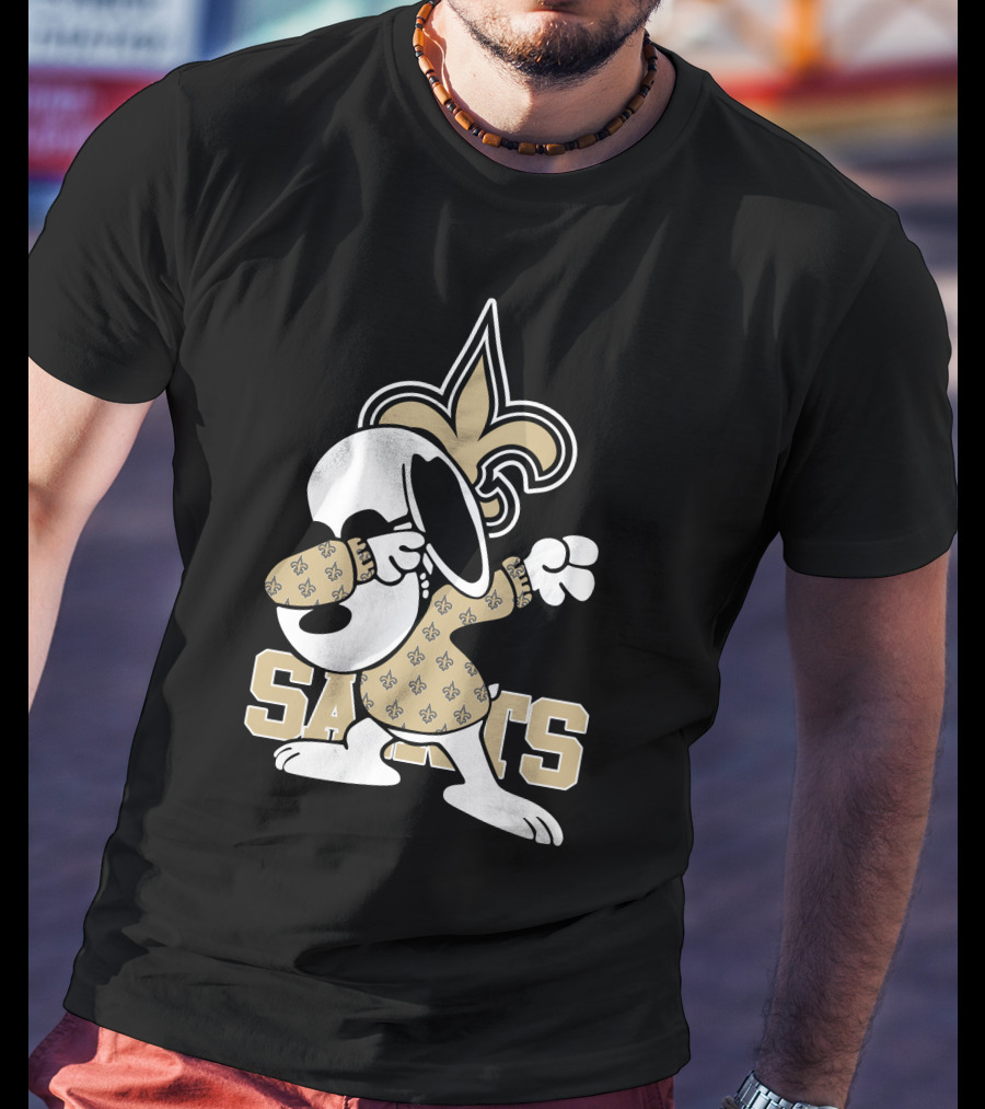 New Orleans Saints Snoopy Fleur-de-Lis Dabbing Saints T-Shirt