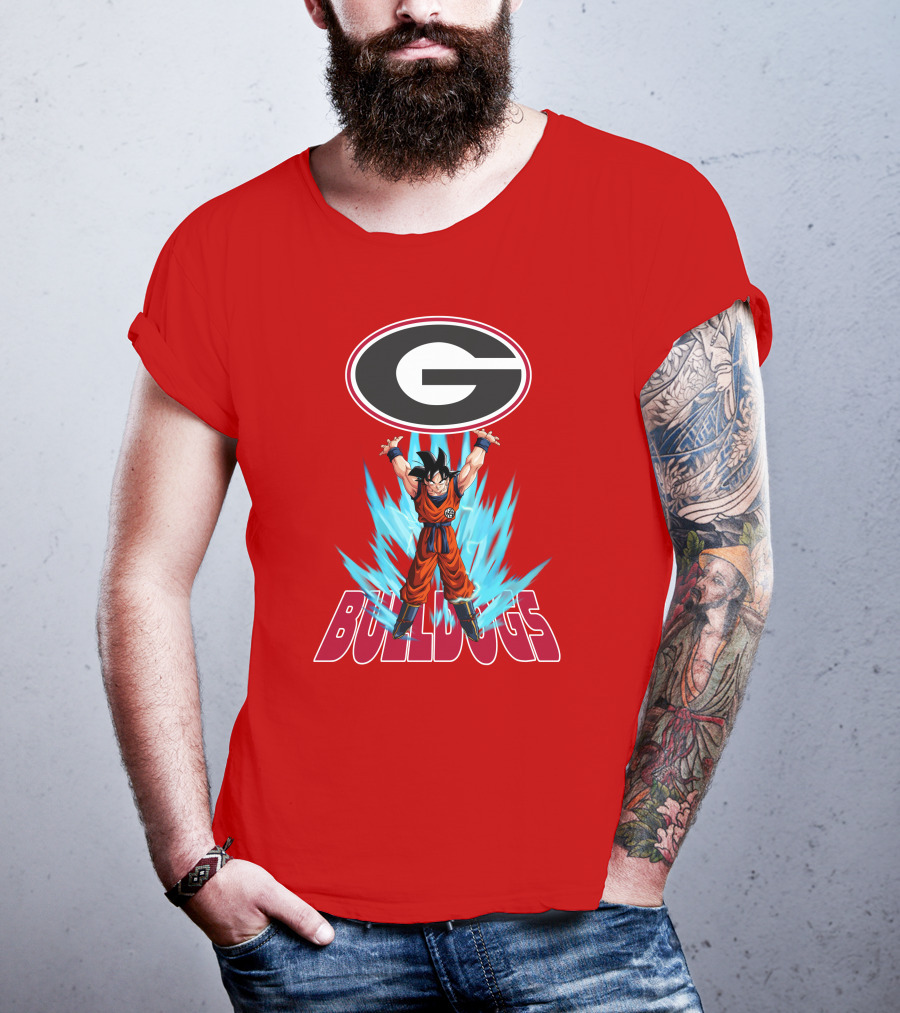 Goku Super Saiyan Georgia Bulldogs Logo Fusion T-Shirt