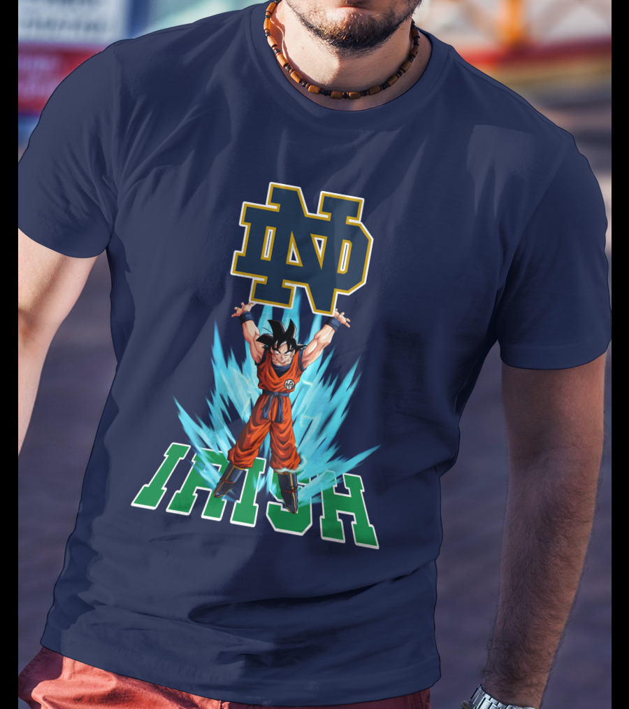 Notre Dame Fighting Irish Dbz Super Saiyan Goku Spirit Bomb T-Shirt