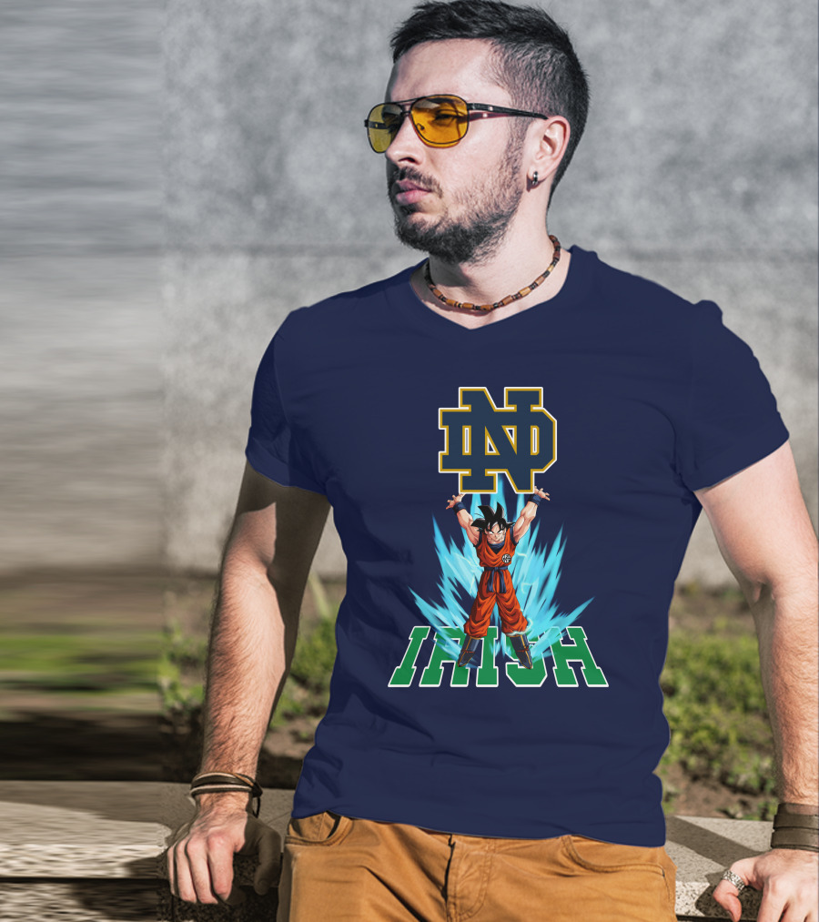 Notre Dame Fighting Irish Dbz Super Saiyan Goku Spirit Bomb T-Shirt