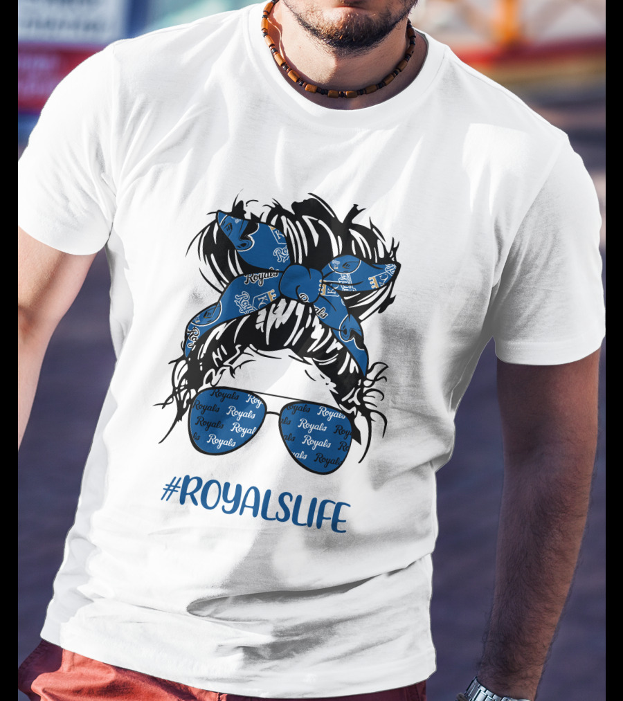 Kansas City Royals Messy Hairband Girl Glasses #RoyalsLife T-Shirt