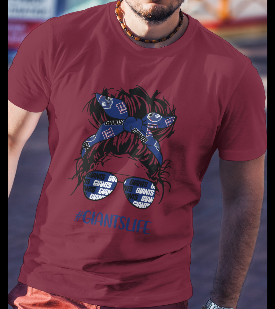 GIANTSLIFE Messy Bun Girl With New York Headband And Glasses T-Shirt